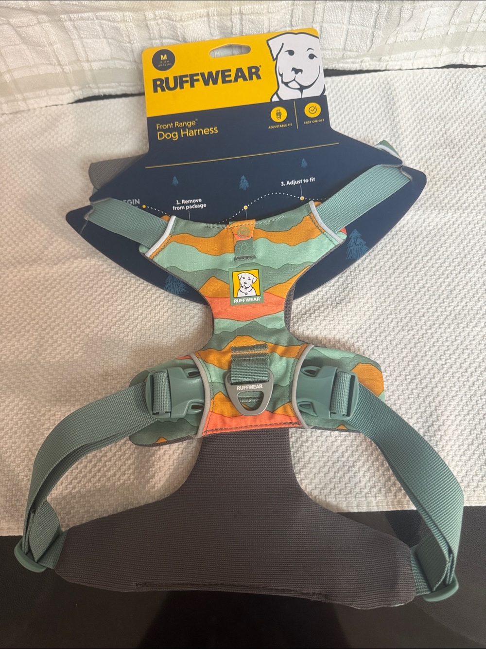 Ruffwear Front Range Dog Harness - Mint Green & Orange Wave
